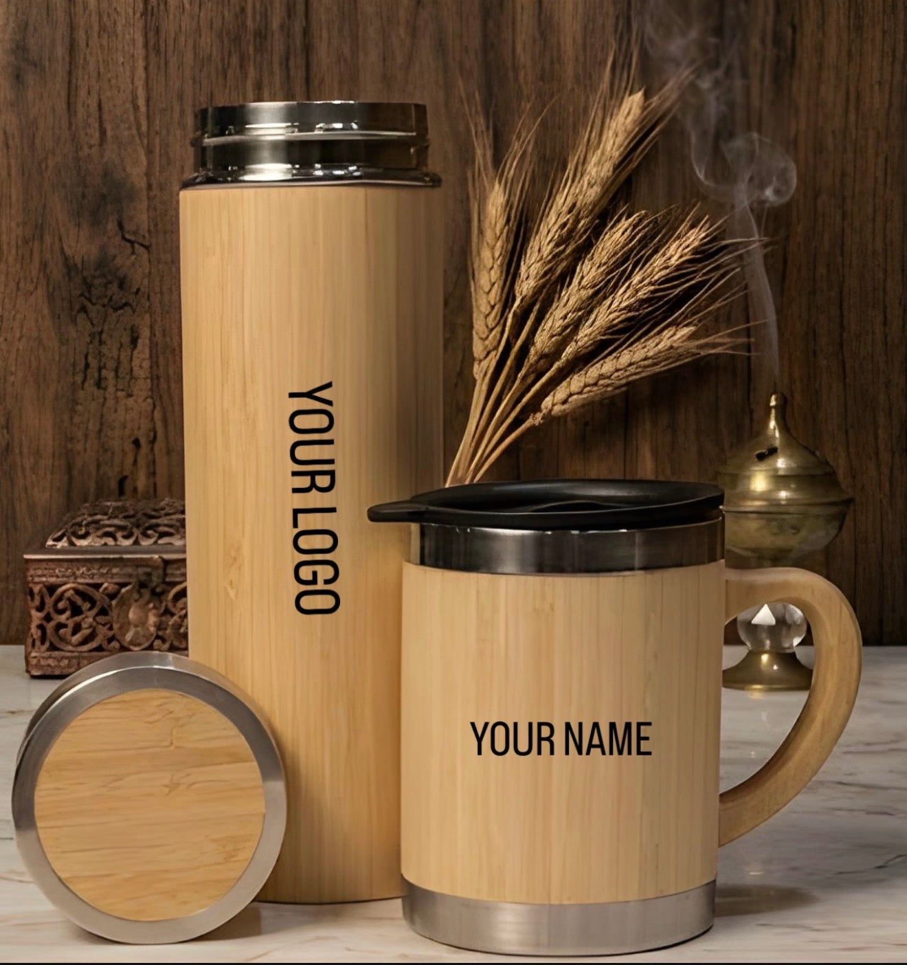 Custom Engraved Bamboo Coffee Mug | Cup | Tumbler — Hot & Cold