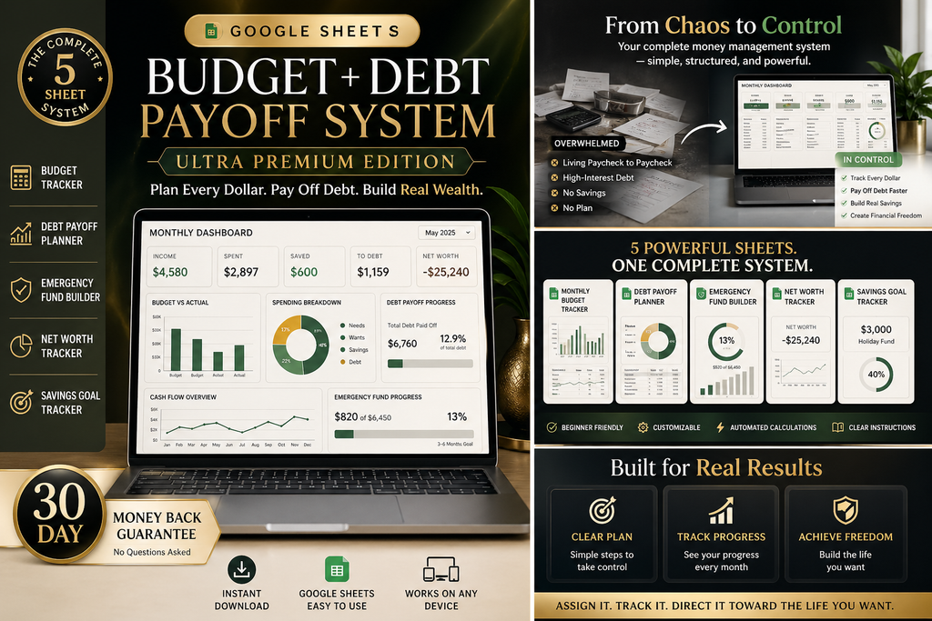 Budget & Debt Payoff Planner with Excel Sheet
