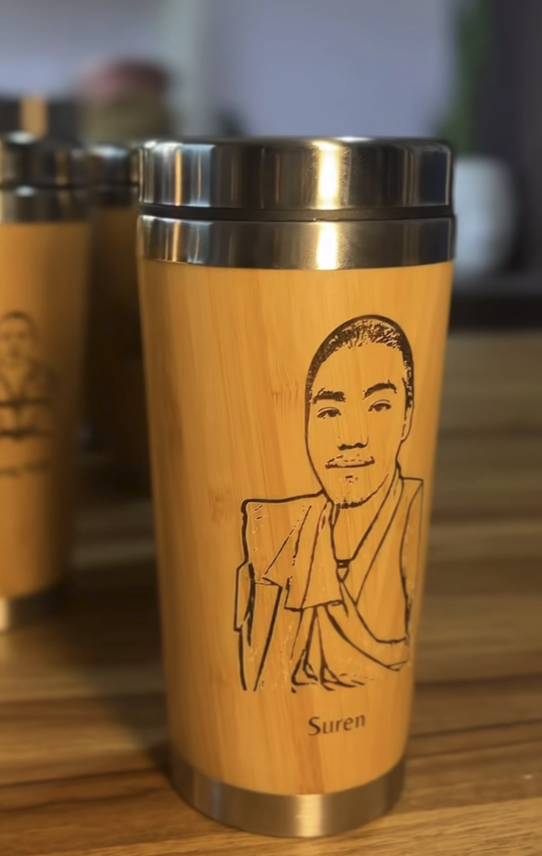 Custom Engraved Bamboo Coffee Mug | Cup | Tumbler — Hot & Cold