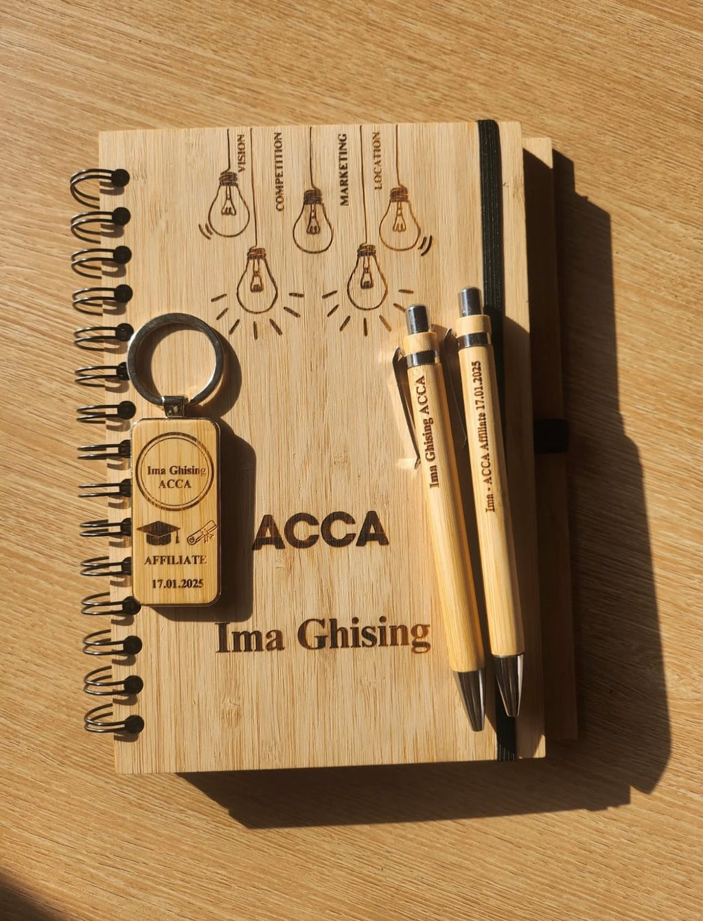 Custom Engraved Bamboo Notebook A5