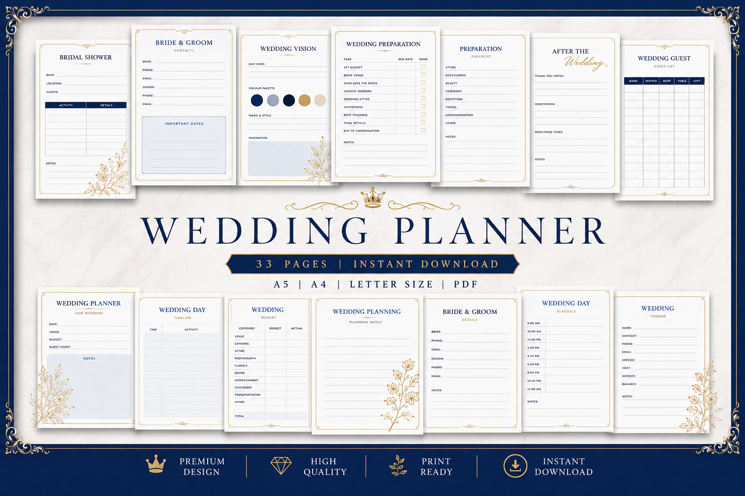 Wedding Planner Template - Digital & Printable