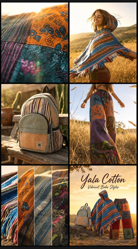 Vibrant Boho Pants | Wide-Leg Printed Pants | Yala Cotton